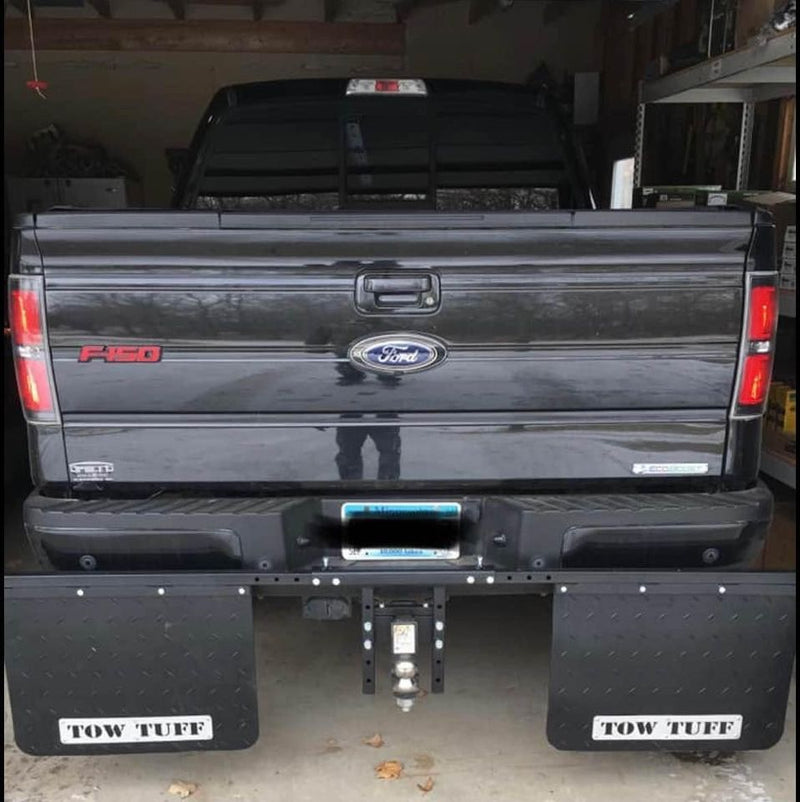 Load image into Gallery viewer, Tow Tuff TTF-2418AMF 18&quot; x 24&quot; Universal-Mounts Mud Flaps Adjustable Width Adjustable Height, Rubber with Stabilizing Mounting Bracket to Protect Trailer, Boats, Camper, etc. While Towing
