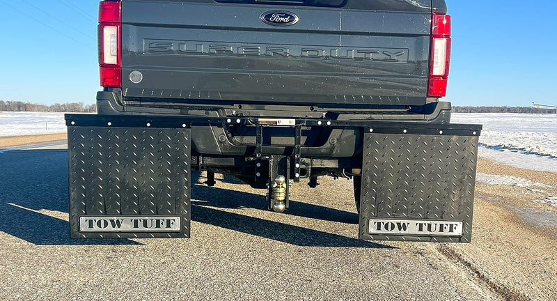 Load image into Gallery viewer, Tow Tuff Big Boy TTF-242425AMF 24&quot; x 24&quot; Universal-Mounts Mud Flaps to Protect Trailer, Boats, Camper, Fish House - Adjustable
