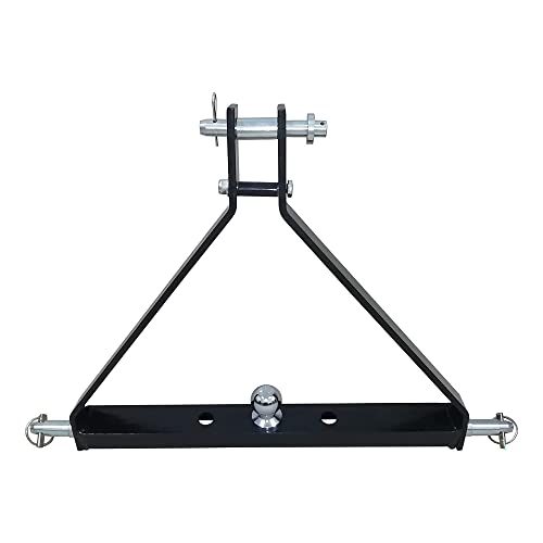 Field Tuff FTF-013PTH Heavy Duty Powder Coated Steel 3 Point Multi Function Triangle Frame Towing Trailer Hitch w/ 2 Inch Ball for Lawn Tractor, Black
