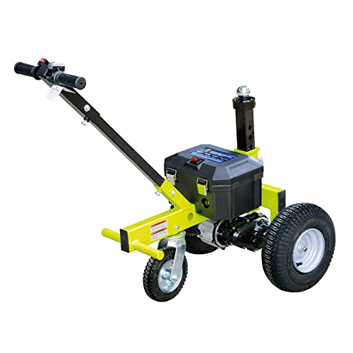 Tow Tuff TMD-35ETD8 Versatile Adjustable 3500 Lbs Capacity Variable Ball Height Electric Utility Dolly for Boats, Cargo Trailers, and More, Green, 3rd Wheel, Step for Leverage, Travels 1.5 MPH