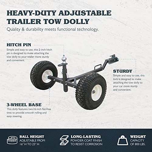 Tow Tuff TMD-800ATV ATV Weight Distributing Adjustable Trailer Dolly , Black