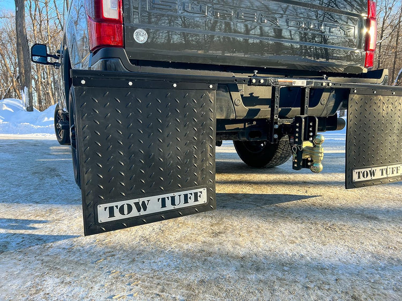 Load image into Gallery viewer, Tow Tuff Big Boy TTF-242425AMF 24&quot; x 24&quot; Universal-Mounts Mud Flaps to Protect Trailer, Boats, Camper, Fish House - Adjustable
