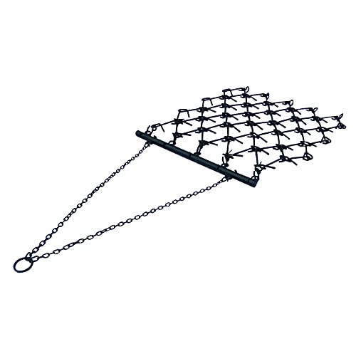 Field Tuff HDHA-44 Heavy-Duty Drag Harrow, 4' x 4' -for ATV, UTVs, Lawn Tractors-7 Rows of Tines, 1/2" Teeth for Leveling, Grading, Pastures, Breaking up Soil, Black