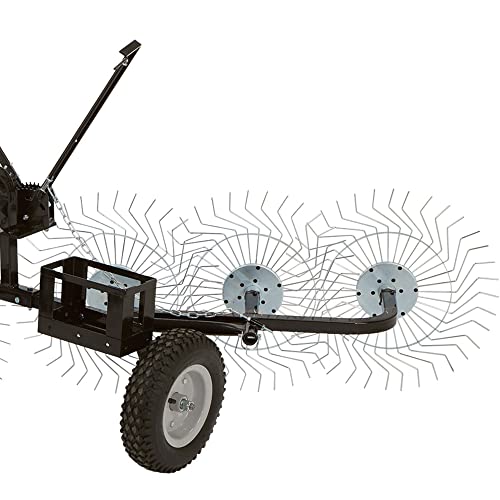 Load image into Gallery viewer, Yard Tuff ACR-600T 55 Inch V-Shaped Steel Tow Behind Acreage Rake with Pin Style Hitch for ATV, UTV, or Utility Trailer Attachment
