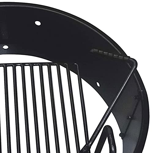 Load image into Gallery viewer, Yard Tuff YTF-36FRG Steel Outdoor 36 Inch Diameter Fire Pit Ring w/ Adjustable 300 Square Inch Grate Height, Thick Metal 3 Foot Campfire Liner, Black
