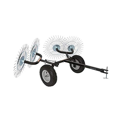 Load image into Gallery viewer, Yard Tuff 48 Inch 4 Tine Reel Steel Vehicle Attaching Durable Outdoor Land Lawn Garden Acreage Rake with 20 Inch Diameter Reels
