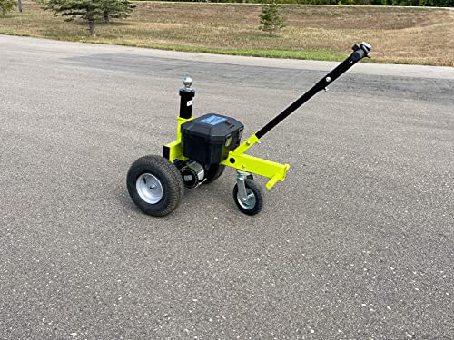 Load image into Gallery viewer, Tow Tuff TMD-35ETD8 Versatile Adjustable 3500 Lbs Capacity Variable Ball Height Electric Utility Dolly for Boats, Cargo Trailers, and More, Green, 3rd Wheel, Step for Leverage, Travels 1.5 MPH
