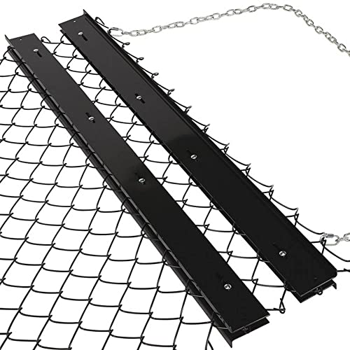 Yard Tuff 5 x 4 Foot Towable Steel Durable Rust Resistant Chain Rake Field Leveling ATV Drag Harrow with Galvanized Mesh Lining and Front Weight Tray