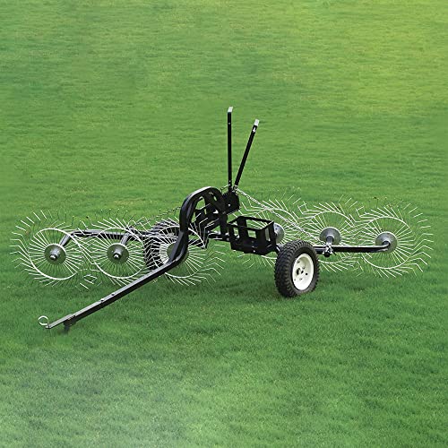 Load image into Gallery viewer, Yard Tuff ACR-600T 55 Inch V-Shaped Steel Tow Behind Acreage Rake with Pin Style Hitch for ATV, UTV, or Utility Trailer Attachment
