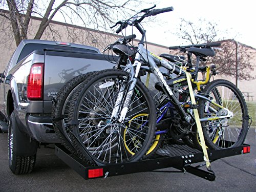 Load image into Gallery viewer, Tow Tuff 62 Inch 500 Pound Capacity Steel Cargo Carrier Trailer Car or Truck Rear Bumper Bike Rack, Fits All 2 Inch Receivers, Black
