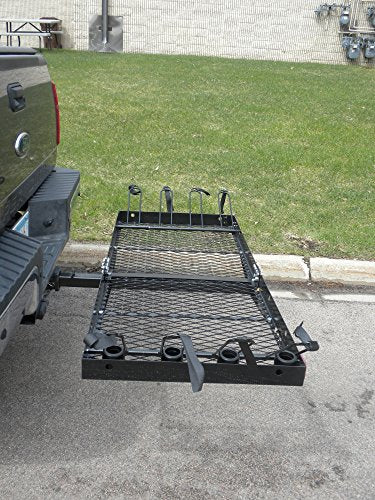 Load image into Gallery viewer, Tow Tuff 62 Inch 500 Pound Capacity Steel Cargo Carrier Trailer Car or Truck Rear Bumper Bike Rack, Fits All 2 Inch Receivers, Black
